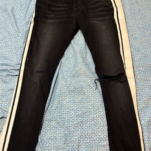 AMIRI Black Skinny Jeans with White Accents